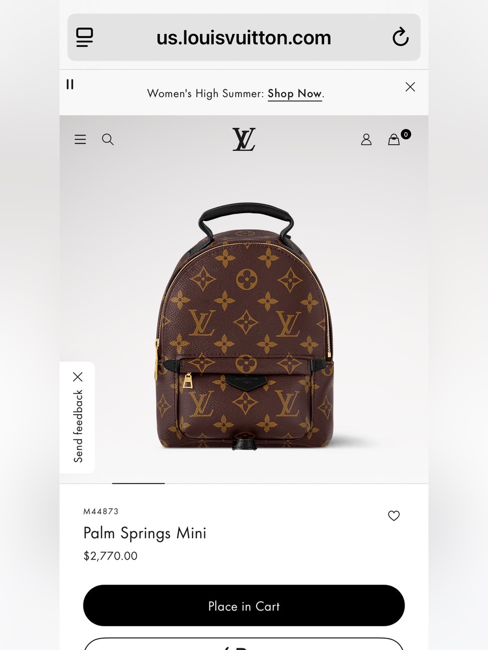New condition Louis Vuitton Palm Springs mini.Full set/accessories